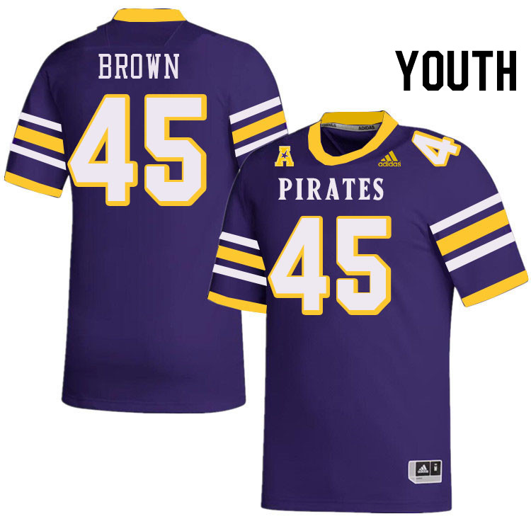 Youth #45 Mason Brown ECU Pirates College Football Jerseys Stitched-Throwback